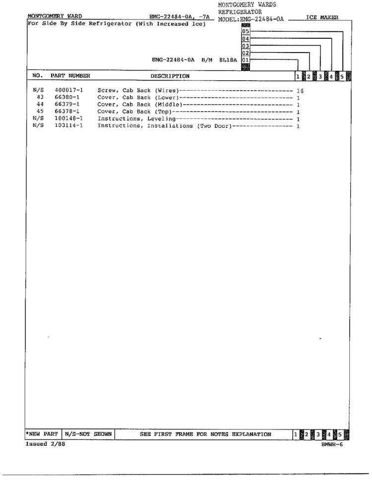 Ice Maker Assembly Page 3 Diagram and Parts List for 22484-OA  Admiral Refrigerator