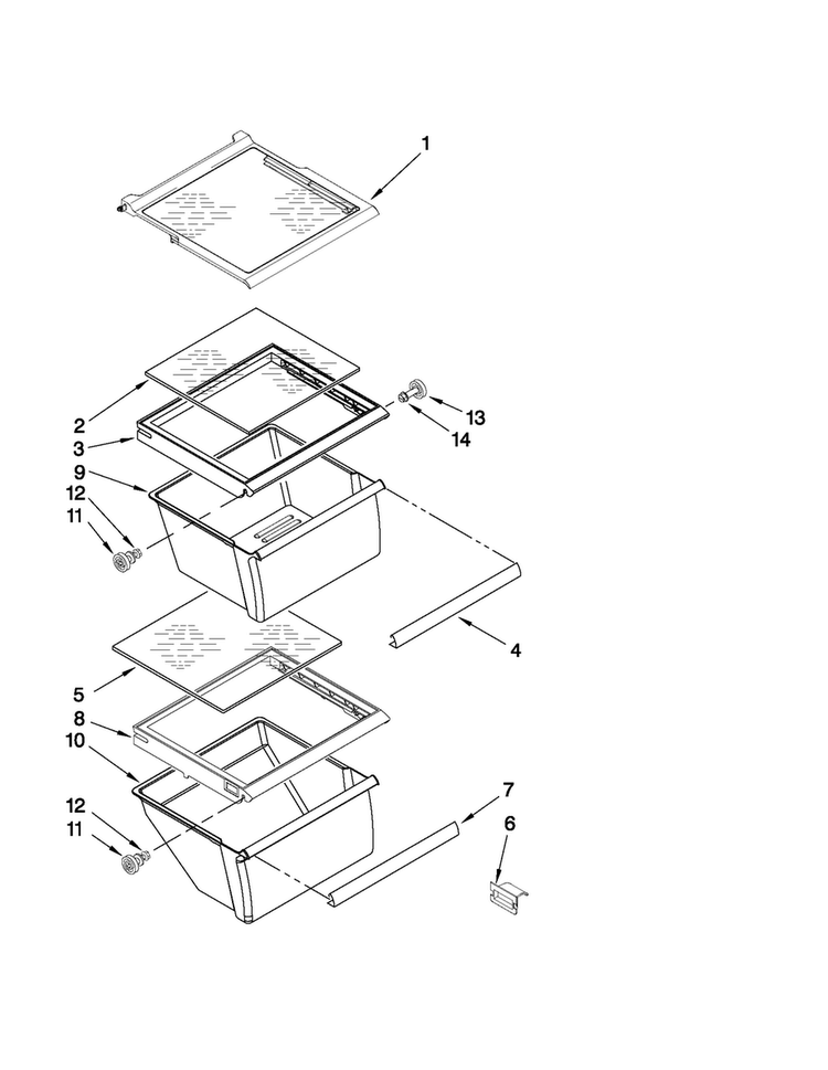 Refrigerator Shelf Parts Diagram and Parts List for MSD2542VES04  Maytag Refrigerator