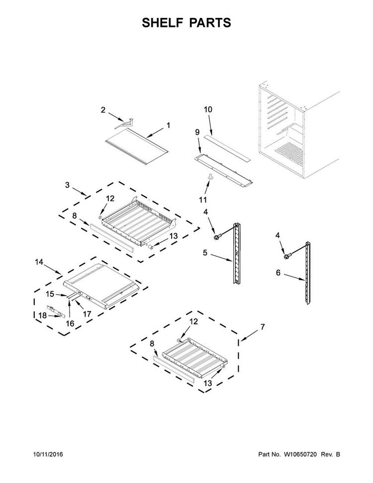 Shelf Parts Diagram and Parts List for JUB24FRARS00  Jenn-Air Wine and Beverage Cooler