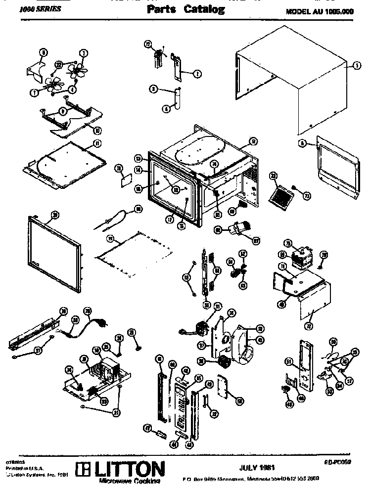Replacement Parts Diagram and Parts List for AU1065000  Amana Microwave