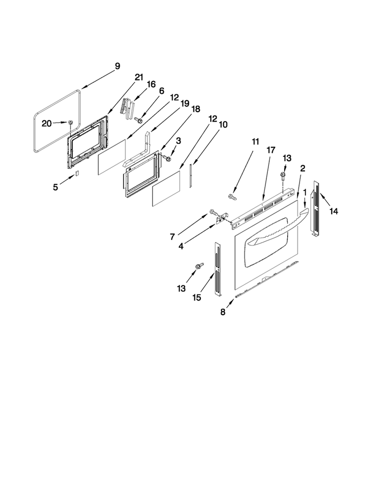 Lower Door Parts Diagram and Parts List for MER6755ACB24  Maytag Range