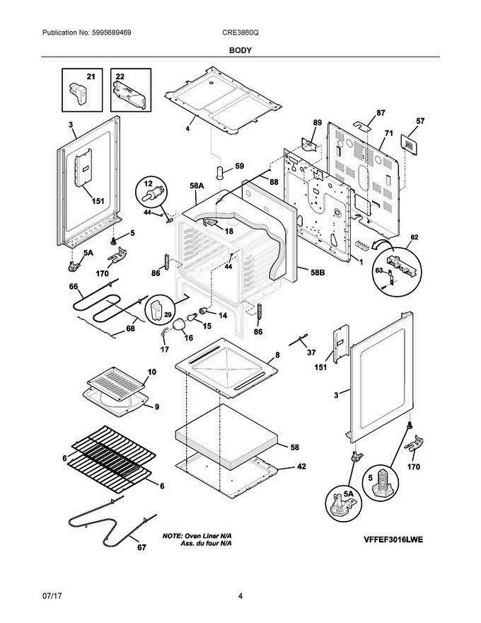 03 - Body Diagram and Parts List for CRE3860QBB  Crosley Range
