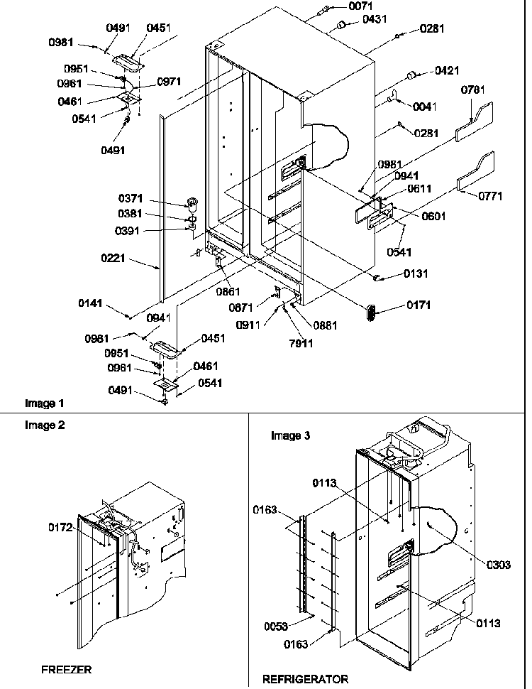 Cabinet Parts & Toe Grille Diagram and Parts List for SX522VW-P1320501WW  Amana Refrigerator