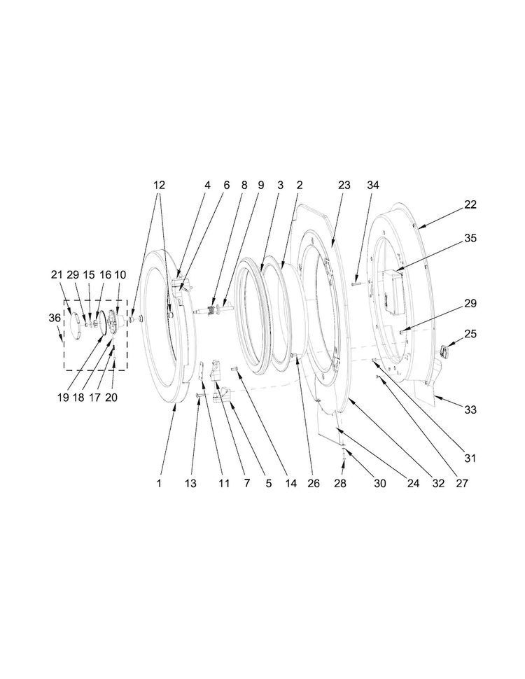 Door Parts Diagram and Parts List for MXR30PNATS  Maytag Washer