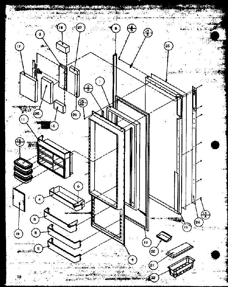 Refrigerator Door Diagram and Parts List for SZDE27MPL-P1124403WL  Amana Refrigerator