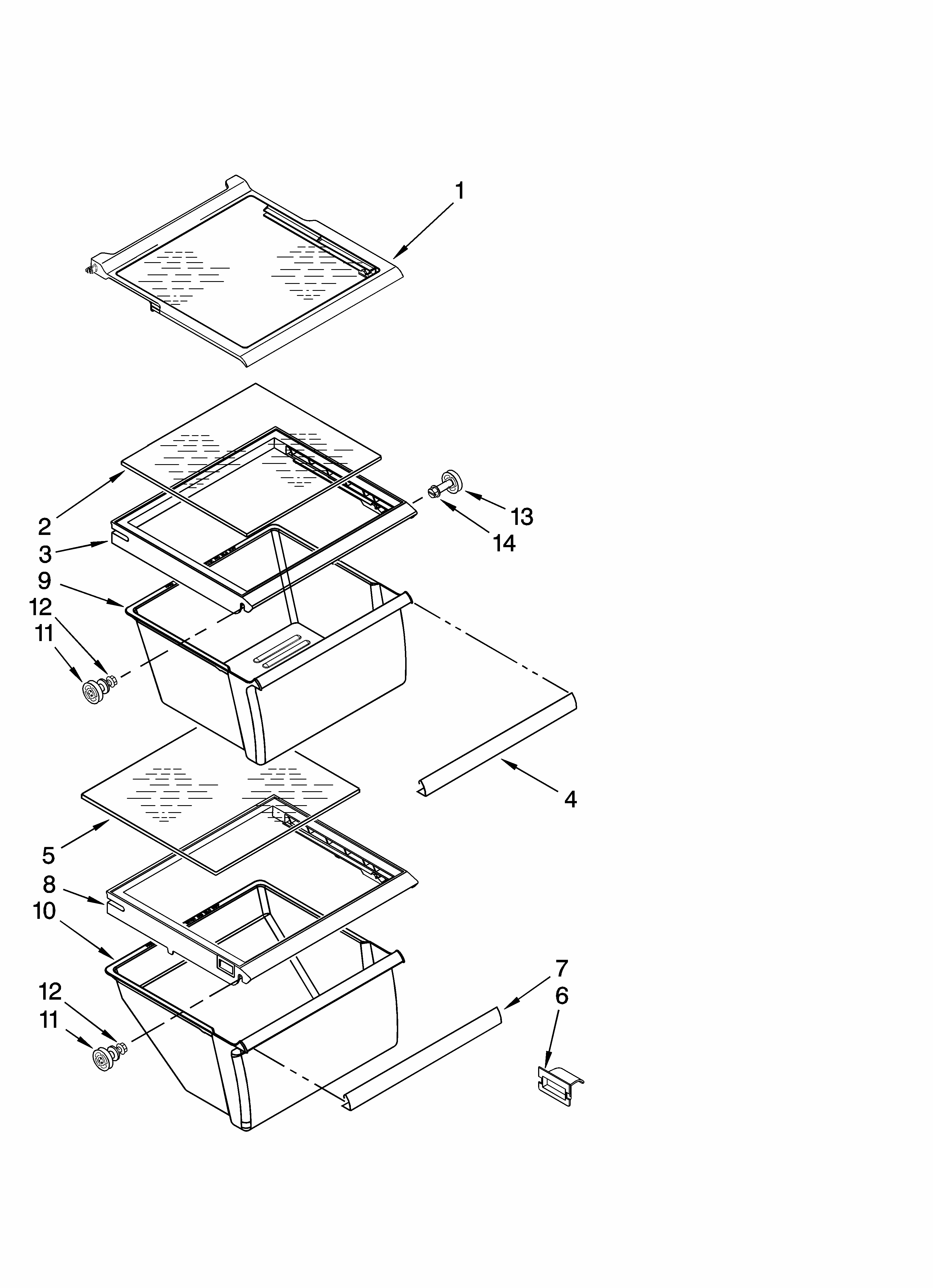 Refrigerator Shelf Parts Diagram and Parts List for MSD2242VES00  Maytag Refrigerator