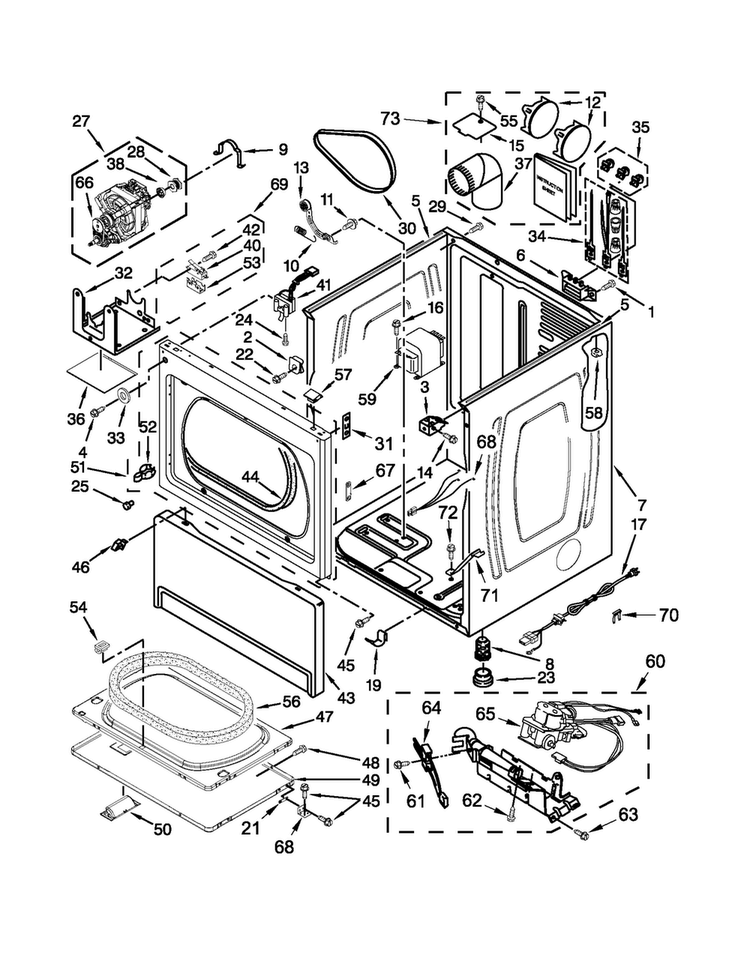 Cabinet Parts Diagram and Parts List for MDG17CSBGW3  Maytag Dryer