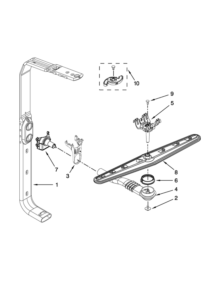 Upper Wash And Rinse Parts Diagram and Parts List for MDBH949PAM4  Maytag Dishwasher