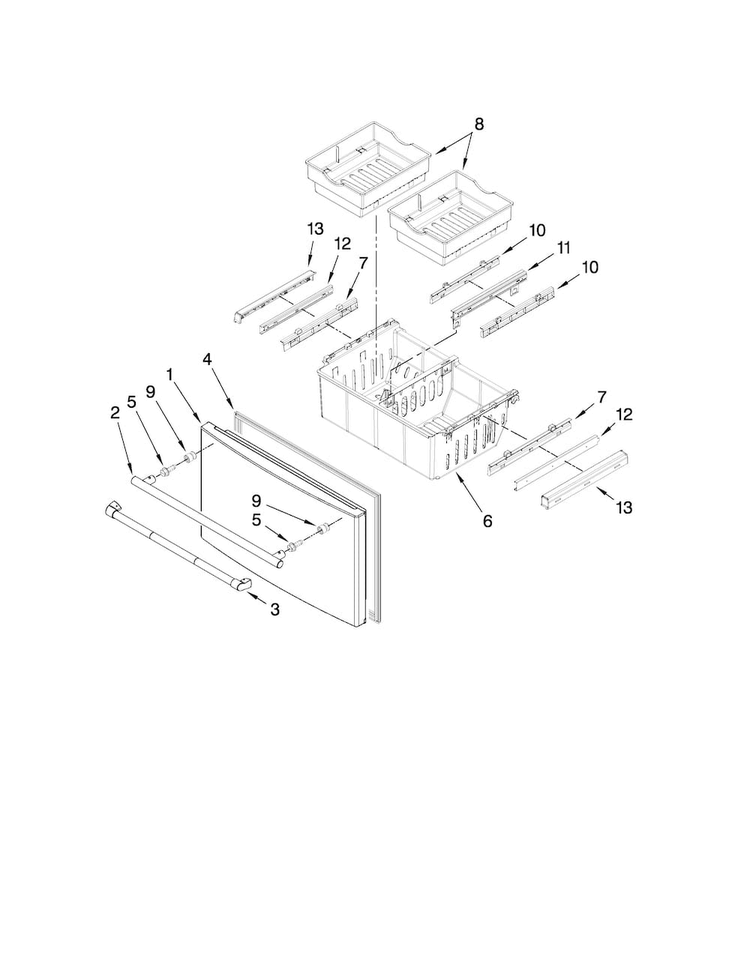Freezer Door Parts Diagram and Parts List for JFI2589AEP2  Jenn-Air Refrigerator