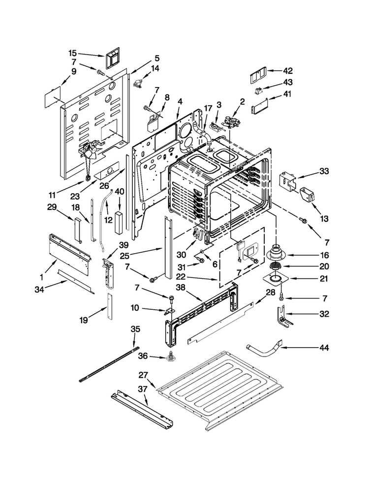 Chassis Parts Diagram and Parts List for JES9860CCS01  Jenn-Air Range