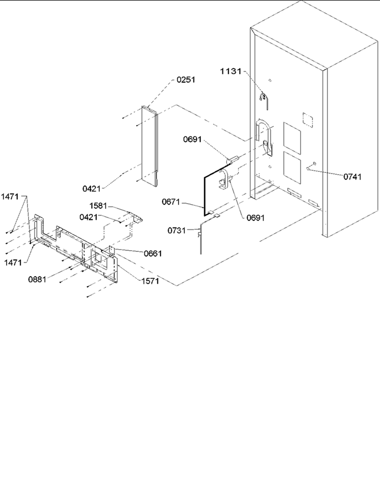 Cabinet Back Diagram and Parts List for BRF20VE-P1321303WE  Amana Refrigerator