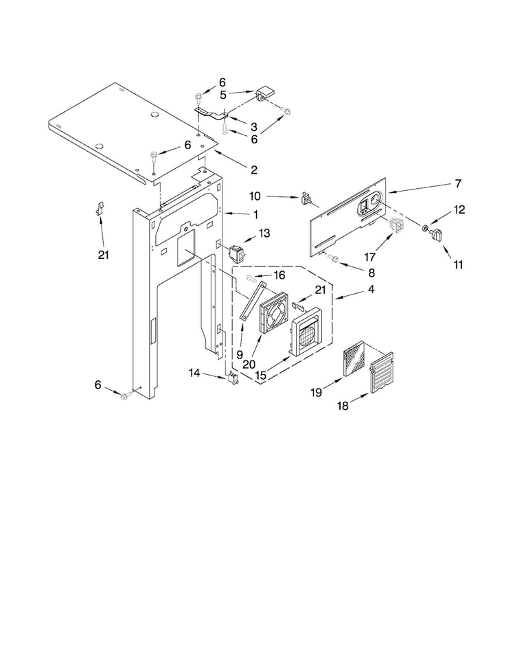 Panel And Control Parts Diagram and Parts List for TC607X1  Jenn-Air Trash Compactor