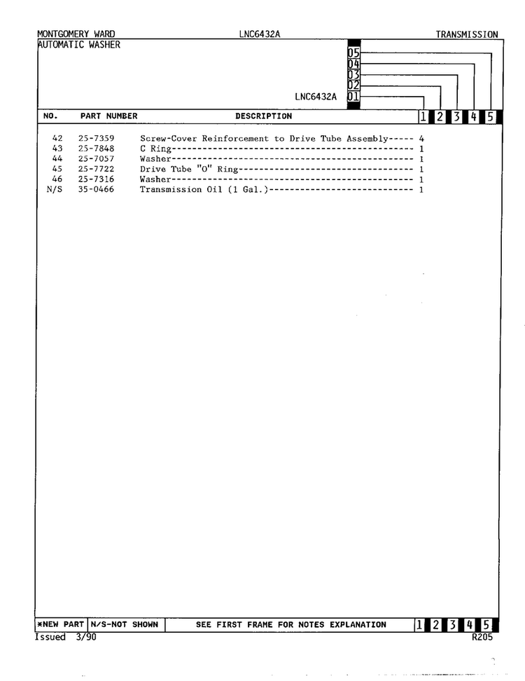 Transmission Page 3 Diagram and Parts List for 6432A  Norge Washer