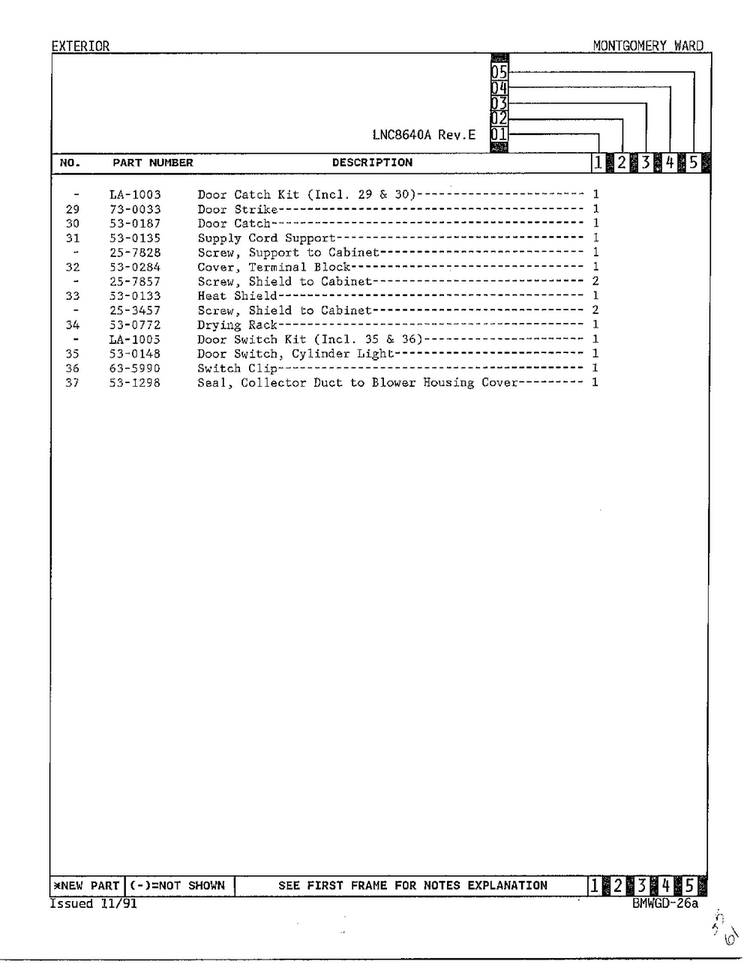 Exterior Page 3 Diagram and Parts List for 8640A REV A Norge Dryer