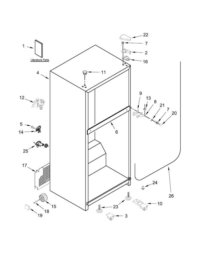 Cabinet Parts Diagram and Parts List for MRT118FZEE00  Maytag Refrigerator