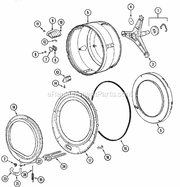 SPINNER ASSEMBLY & OUTER TUB COVER Diagram and Parts List for MAH6500AWW  Maytag Washer