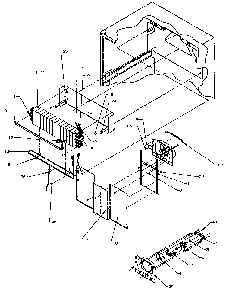 Evaporator Area Diagram and Parts List for TSI18A3W-P1182107WW  Amana Refrigerator
