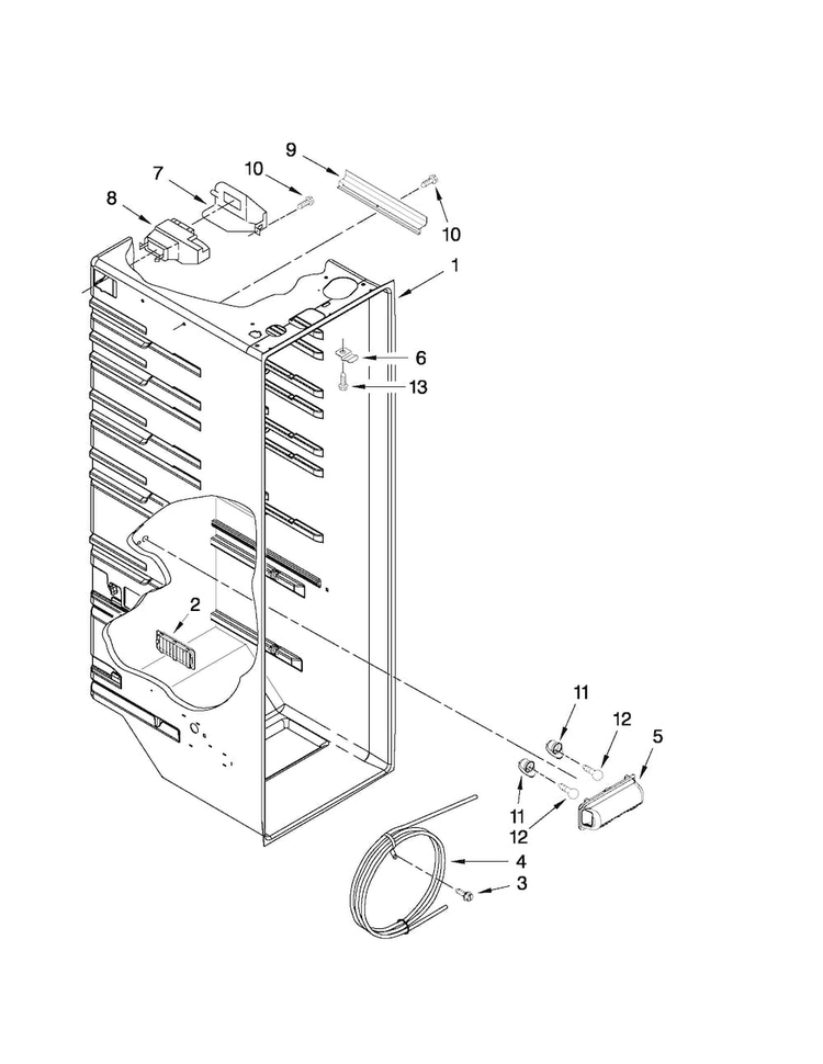 Refrigerator Liner Parts Diagram and Parts List for ASD2522WRW04  Amana Refrigerator