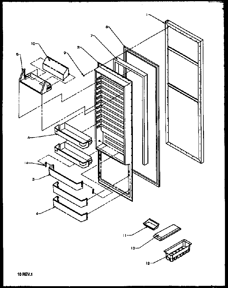 Refrigerator Door Diagram and Parts List for 2599CIWEL-P1170601WL  Amana Refrigerator