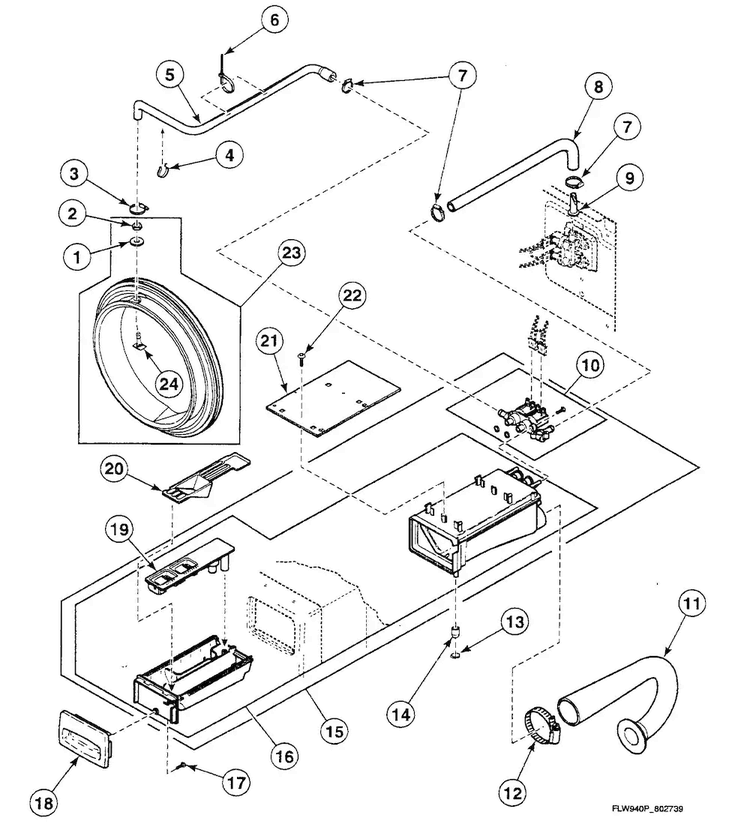 Dispenser Assy Diagram and Parts List for SWFX74NN4000  Speed Queen Washer