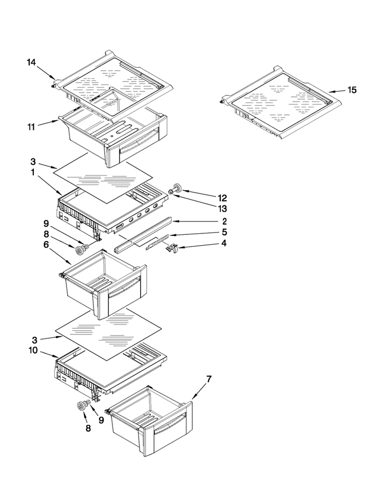 Refrigerator Shelf Parts Diagram and Parts List for MSD2578VEW00  Maytag Refrigerator