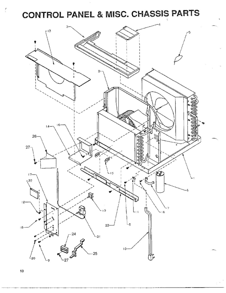 Control Panel And Misc Chassis Parts Diagram and Parts List for 5794  Amana Air Conditioner
