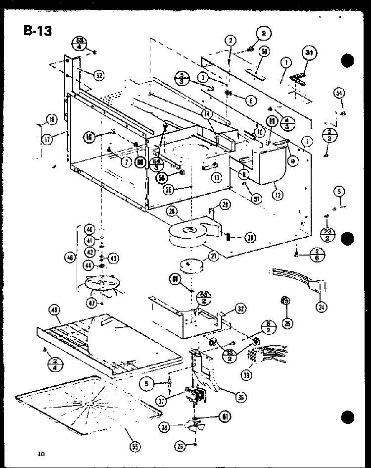 Oven Cavity/blower Diagram and Parts List for RO-1010 P75992-2M Amana Microwave