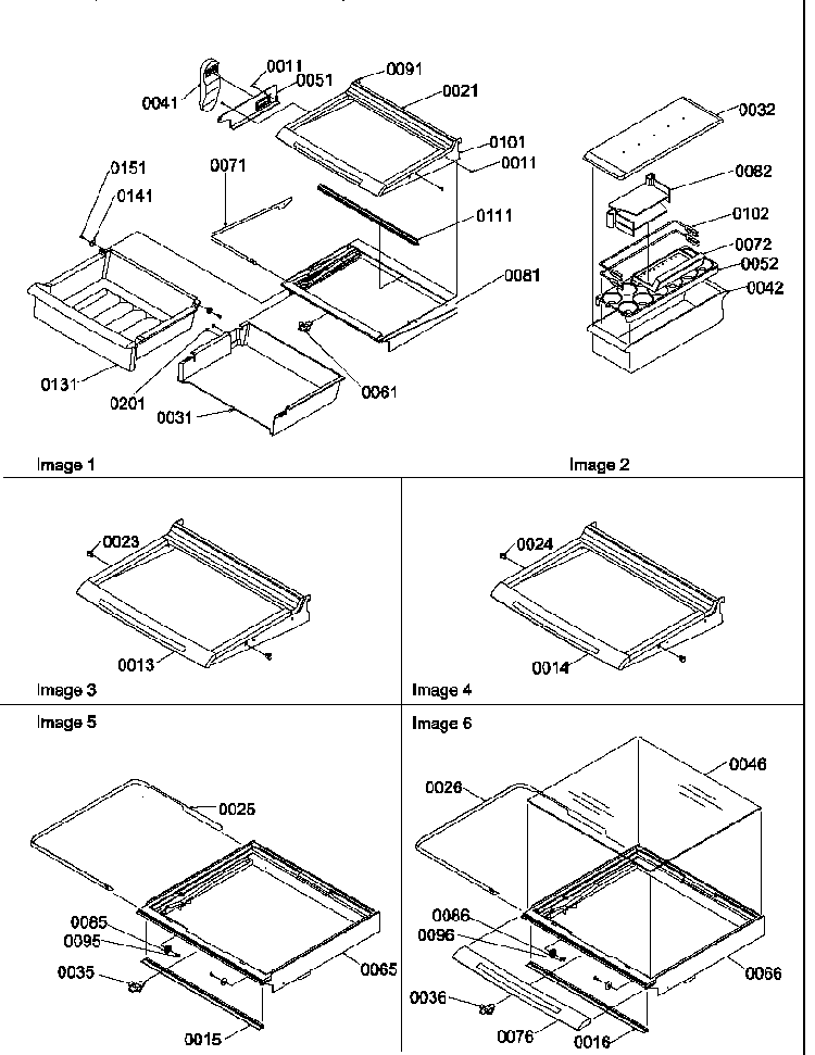 Shelves, Deli, And Crisper Assemblies Diagram and Parts List for SBDX520TW-P1313202WW  Amana Refrigerator
