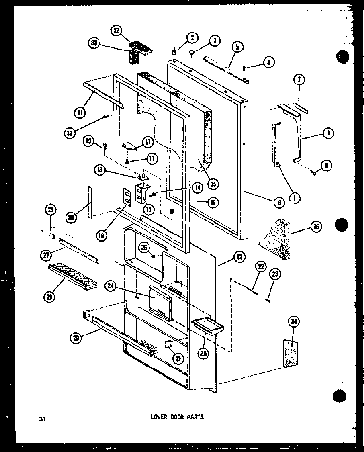 Lower Door Parts Diagram and Parts List for TC18C-C-P73500-16WC  Amana Refrigerator