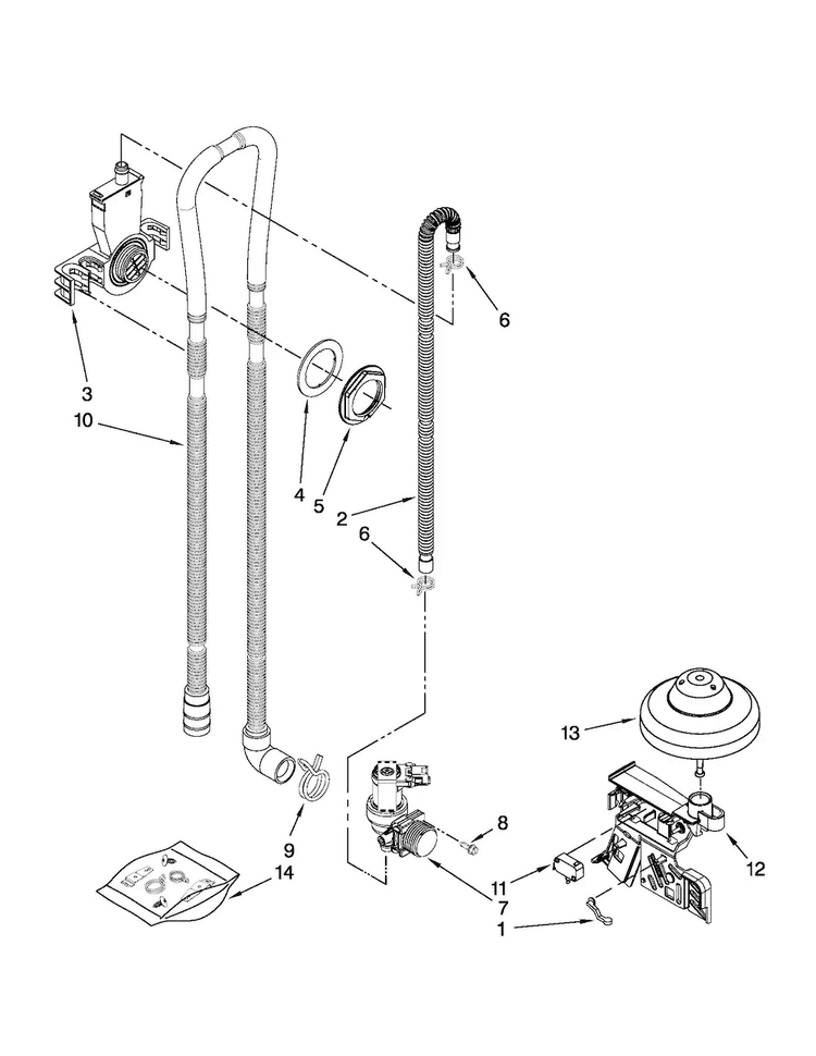 Fill, Drain And Overfill Parts Diagram and Parts List for MDB4709PAM0  Maytag Dishwasher