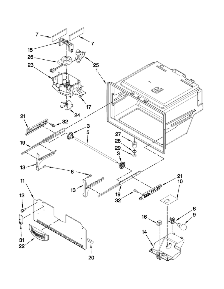 Freezer Liner Parts Diagram and Parts List for JFI2089AEP7  Jenn-Air Refrigerator