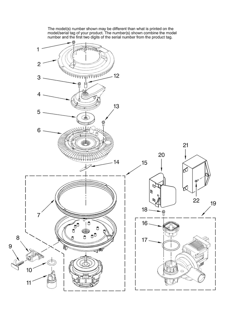 Pump And Motor Parts Diagram and Parts List for JDB1100AWS36  Jenn-Air Dishwasher