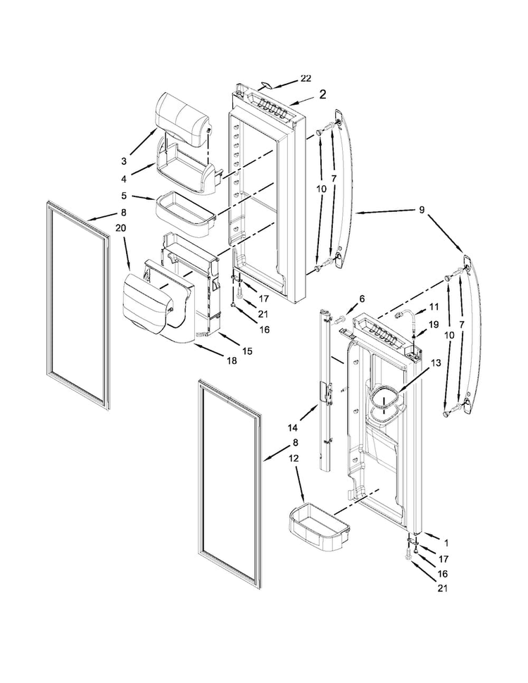Refrigerator Door Parts Diagram and Parts List for MFI2269VEB10  Maytag Refrigerator