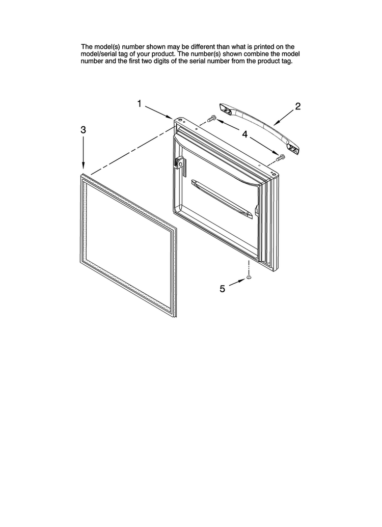 Freezer Door Parts Diagram and Parts List for ABB2227VEB10  Amana Refrigerator