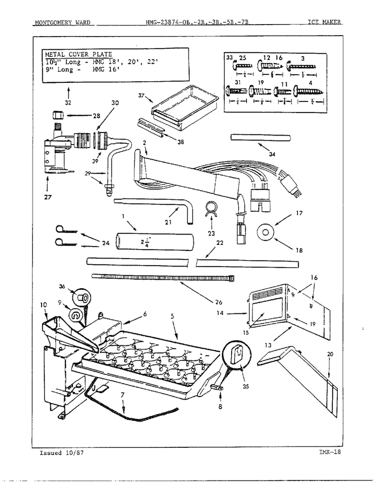 Ice Maker Diagram and Parts List for 23874B  Admiral Refrigerator