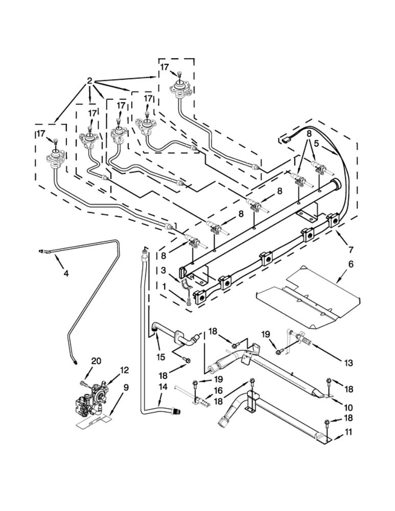 Manifold Parts Diagram and Parts List for MGR8800DS1  Maytag Range