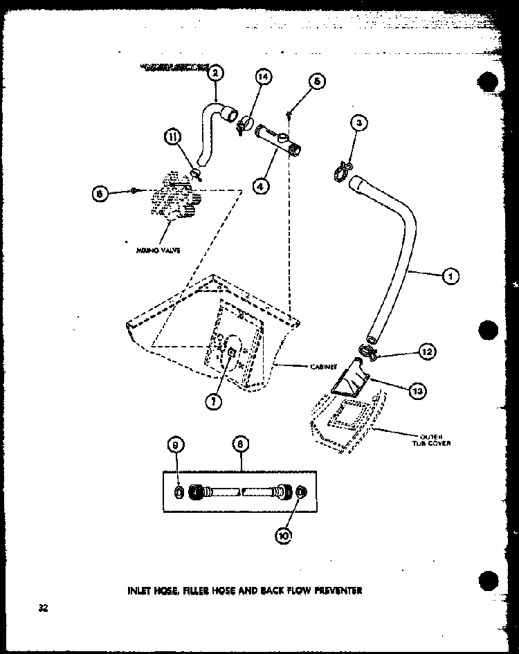 Inlet Hose Diagram and Parts List for TAA400 P77040-2W Amana Washer