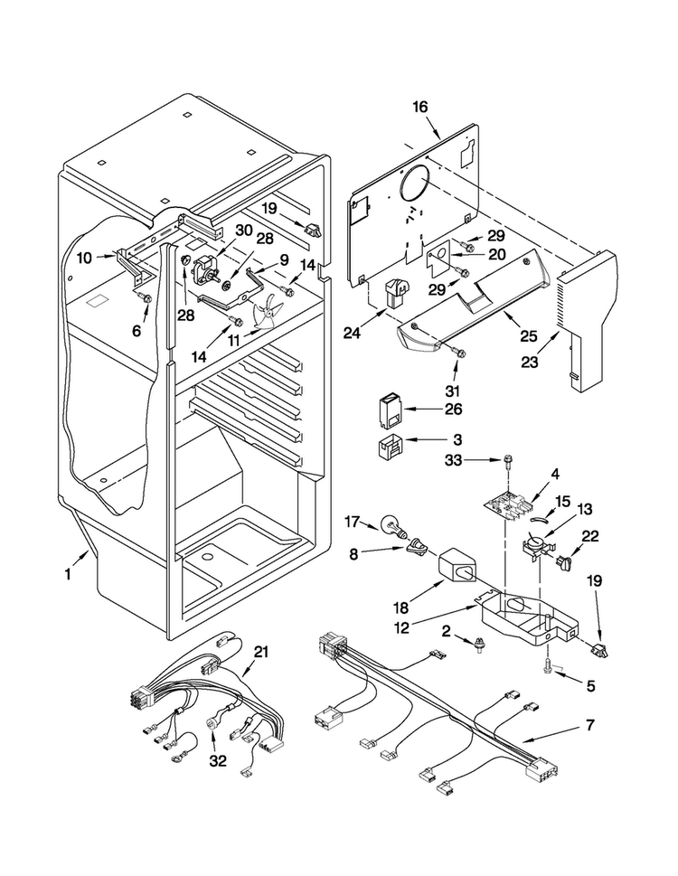 Liner Parts Diagram and Parts List for A8RXEGFXD00  Amana Refrigerator