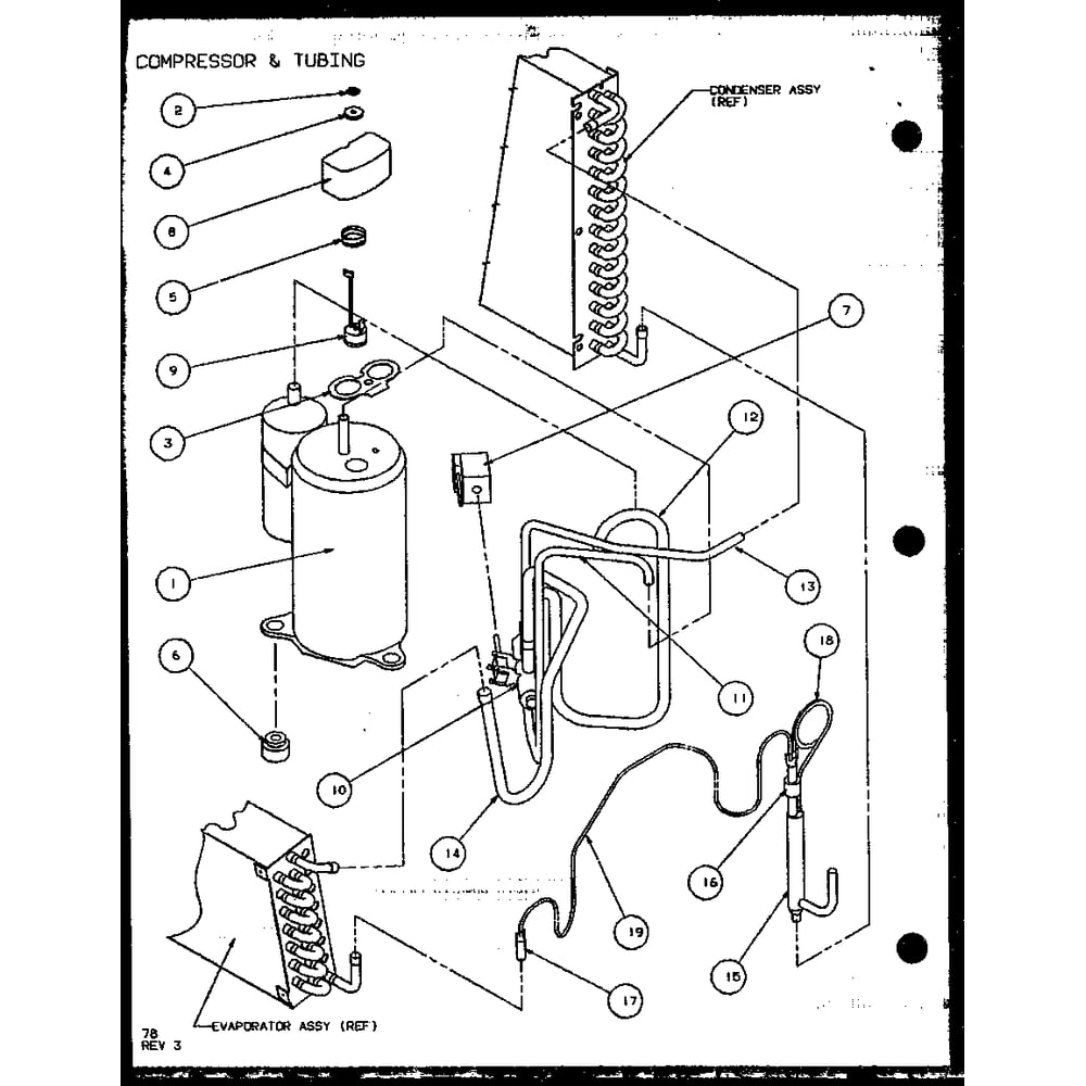 Compressor & Tubing 6 Diagram and Parts List for PTH12400ER P9872129R Amana Air Conditioner