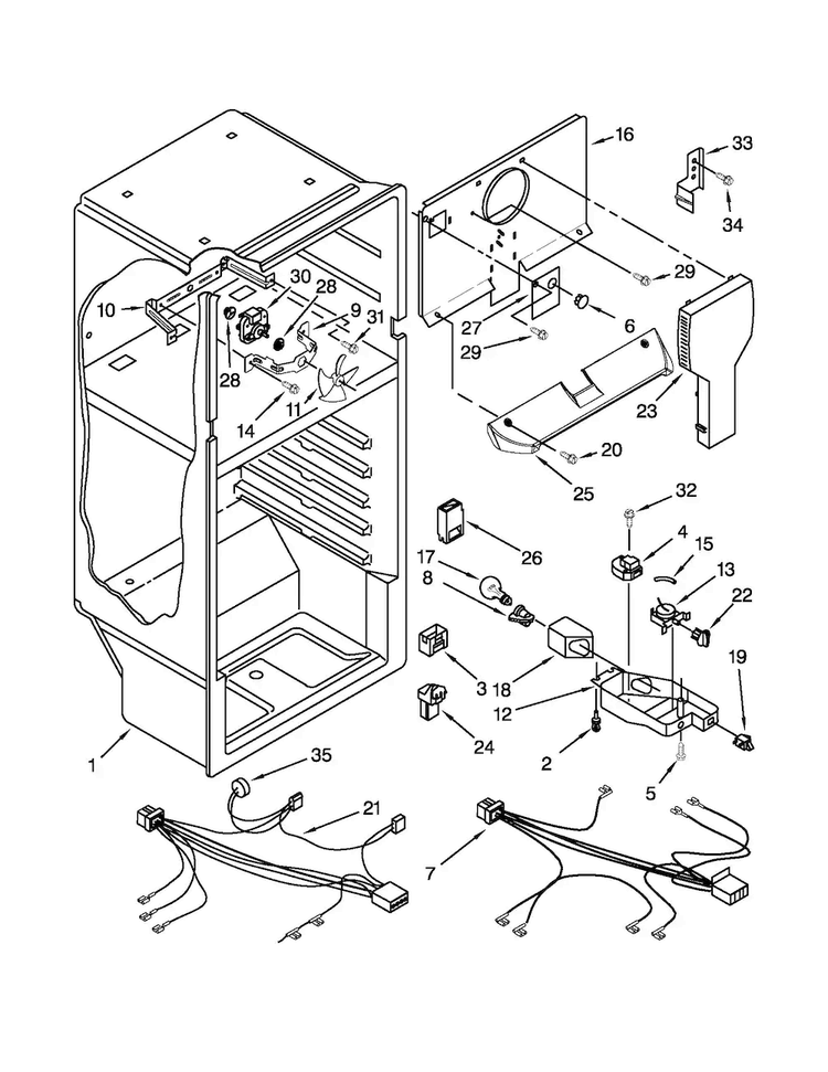 Liner Parts Diagram and Parts List for A4TXNWFWW03  Amana Refrigerator