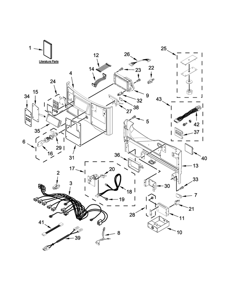 Control Panel Parts Diagram and Parts List for MLE21PDAGW0  Maytag Washer Dryer Combo