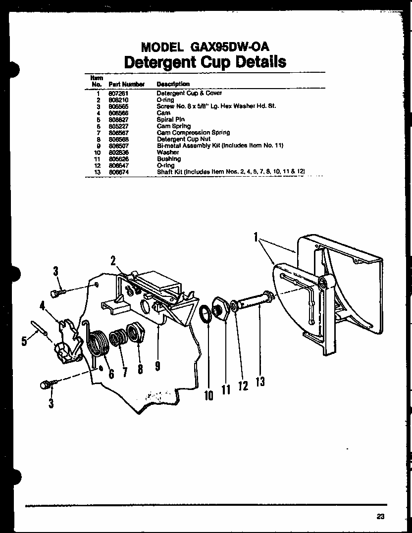 Detergent Cup Details (gax95dw-oa/mn01) (gax95dw-oa/mn02) (gax95dw-oa/mn03) Diagram and Parts List for GAX95DW-OA MN03 Amana Dishwasher