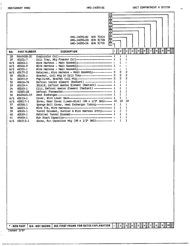 Unit Compartment/system Page 3 Diagram and Parts List for 14050C  Admiral Refrigerator