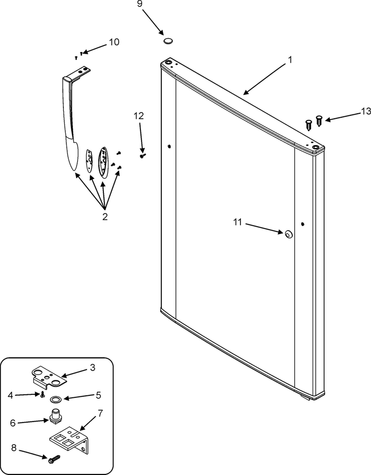 Fresh Food Outer Door Diagram and Parts List for GT2183PEKW  Maytag Refrigerator