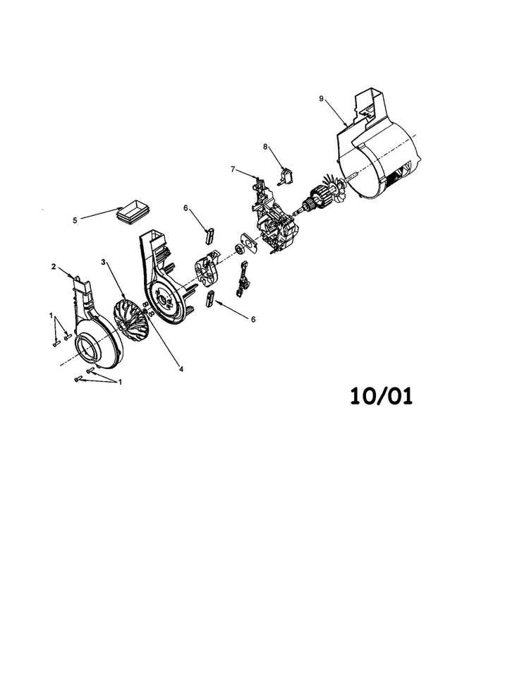 Motor And Fan Chamber Diagram and Parts List for 43576200  Hoover Upright Vacuum
