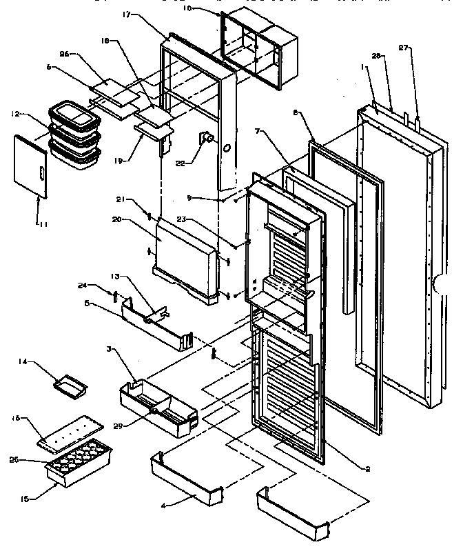 Refrigerator Door Diagram and Parts List for SXD25A-P1162436W  Amana Refrigerator