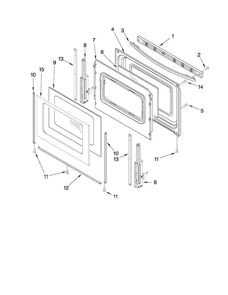 Door Parts Diagram and Parts List for AER5823XAW0  Amana Range