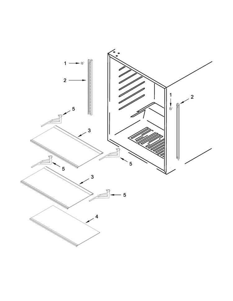 Shelf Parts Diagram and Parts List for JUR24FRECX00  Jenn-Air Refrigerator