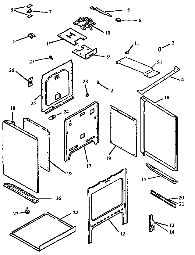 Cabinet Assy Diagram and Parts List for CARH664E-P1142622NE  Amana Range