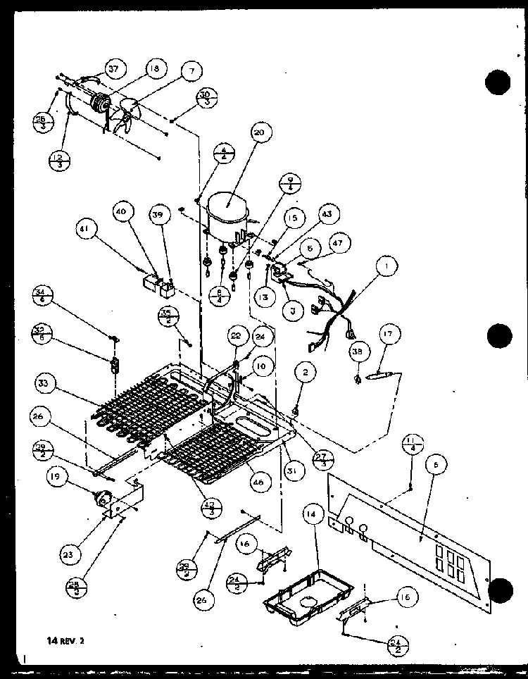 Compressor Compartment Diagram and Parts List for 86065E-P1125514WE  Amana Refrigerator
